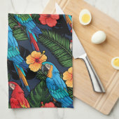 Macaw en Hibiscus Pattern Theedoek (Quarter Fold)