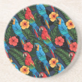 Macaw en Hibiscus Pattern Zandsteen Onderzetter (Voorkant)