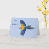 Macaw Flying Birthday Kaart (Gele Bloem)