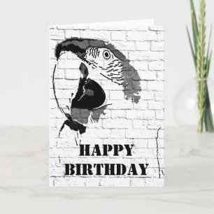 Macaw Graffiti Happy Birthday Card Kaart