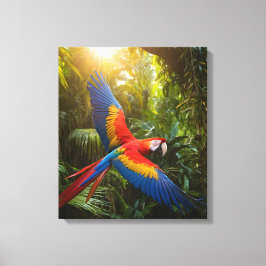 Macaw in een regenwoud luifel canvas afdruk