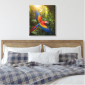 Macaw in een regenwoud luifel canvas afdruk (Insitu (Slaapkamer))