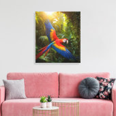 Macaw in een regenwoud luifel canvas afdruk (Insitu (Woonkamer))