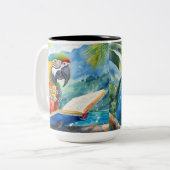 Macaw leest het grote boek tweekleurige koffiemok (Voorkant links)