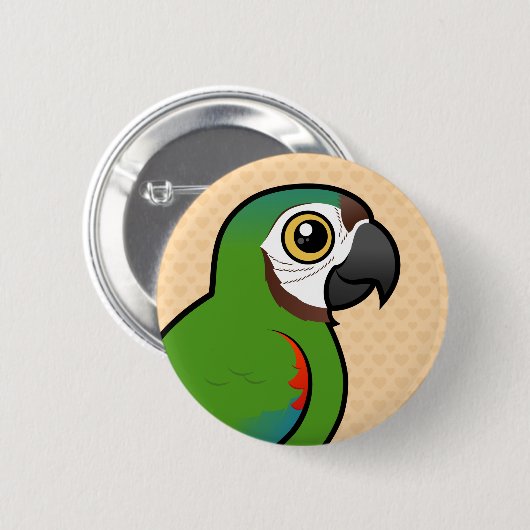 Macaw, met de kastanjevoorkant ronde button 5,7 cm (Voorkant /achterkant)