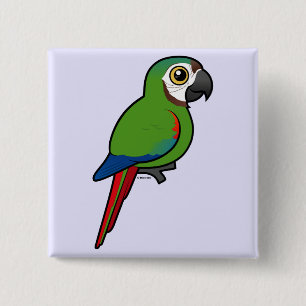 Macaw, met de kastanjevoorkant vierkante button 5,1 cm