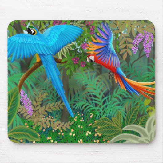 Macaw Oerwoud Mousepad Muismat (Voorkant)