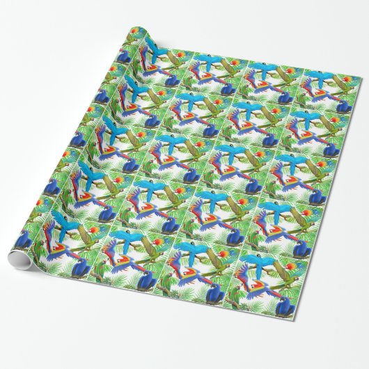 Macaw Oerwoud Parrot-papier Cadeaupapier (Uitgerold)