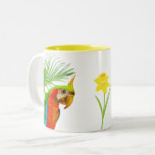 Macaw & Palmbladeren Tweekleurige Koffiemok (Voorkant links)
