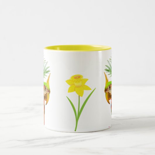 Macaw & Palmbladeren Tweekleurige Koffiemok (Center)