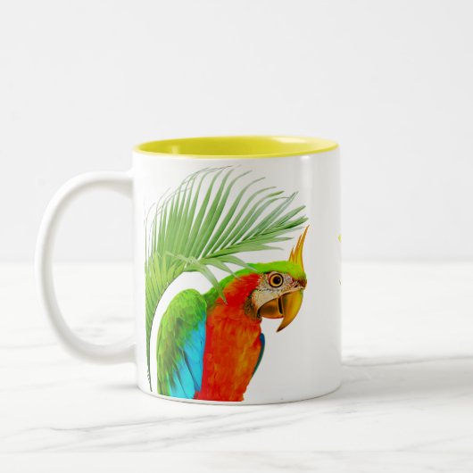 Macaw & Palmbladeren Tweekleurige Koffiemok (Links)