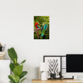 Macaw papegaaien in een tropisch bos Poster (Thuiskantoor)