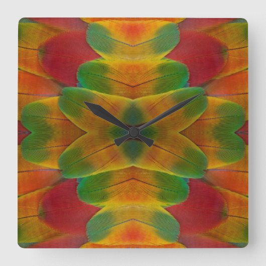 Macaw papegaaierkaleidoscoop vierkante klok (Voorkant)