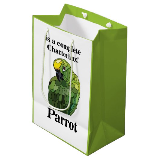 Macaw Parrot Bird Chatterbox Funny Birthday Medium Cadeauzakje (Voorkant Gekanteld)