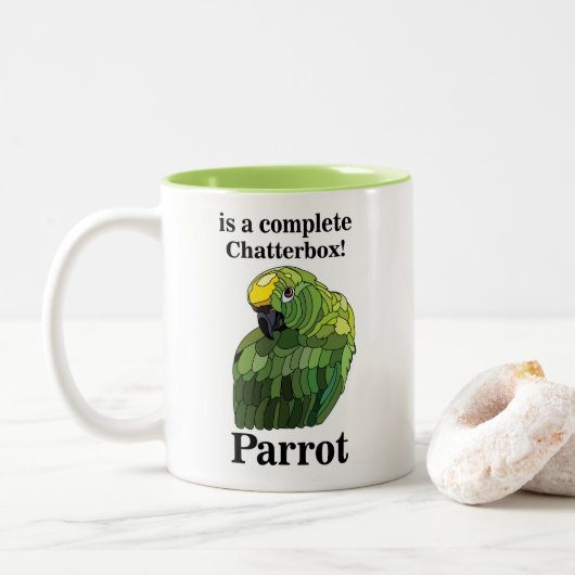 Macaw Parrot Bird Chatterbox Funny Tweekleurige Koffiemok (Met donut)