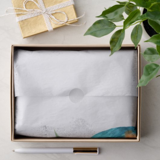 Macaw Parrot Blue Sinaasappel Eucalyptus Waterverf Tissuepapier (Geschenk)