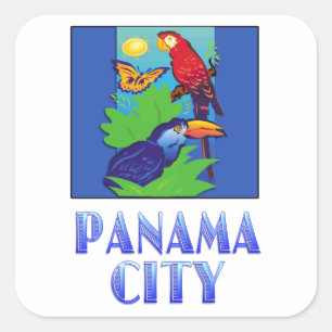Macaw, Parrot, Butterfly en Oerwoud PANAMA CITY Vierkante Sticker