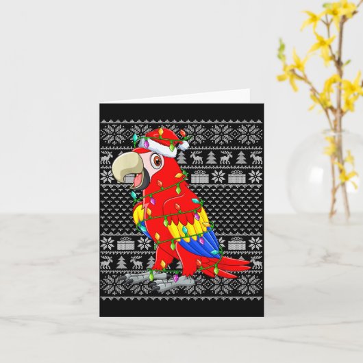 Macaw Parrot Christmas Lights Ugly Sweater Funny B Kaart (Gele Bloem)