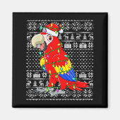 Macaw Parrot Christmas Lights Ugly Sweater Funny B Magneet (Voorkant)