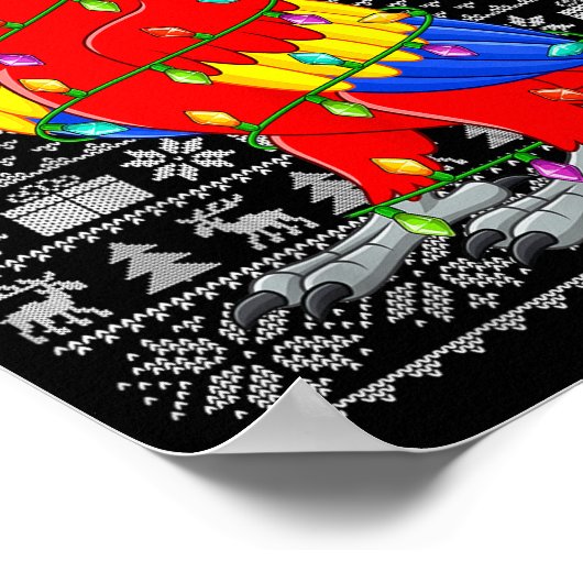 Macaw Parrot Christmas Lights Ugly Sweater Funny B Poster (Hoek)