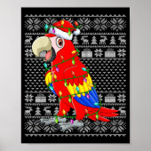 Macaw Parrot Christmas Lights Ugly Sweater Funny B Poster (Voorkant)