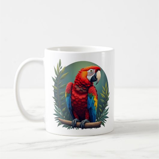 Macaw Parrot Coffee Mok – kleurrijke tropische vog (Links)