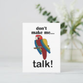 Macaw Parrot Don't Make Me Talk Funny Quote Briefkaart (Staand voorkant)