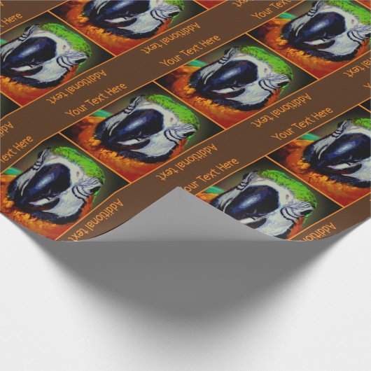 Macaw Parrot Gezicht Vogelkunst Gepersonaliseerd Cadeaupapier (Hoek)