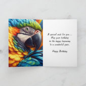 Macaw Parrot Happy Birthday Kaart (Binnen)