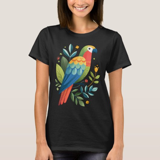 Macaw Parrot in het Amazone regenwoud - kleurrijke T-shirt (Voorkant)