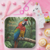 Macaw Parrot in het Oerwoud Papieren Bordje (Feest)