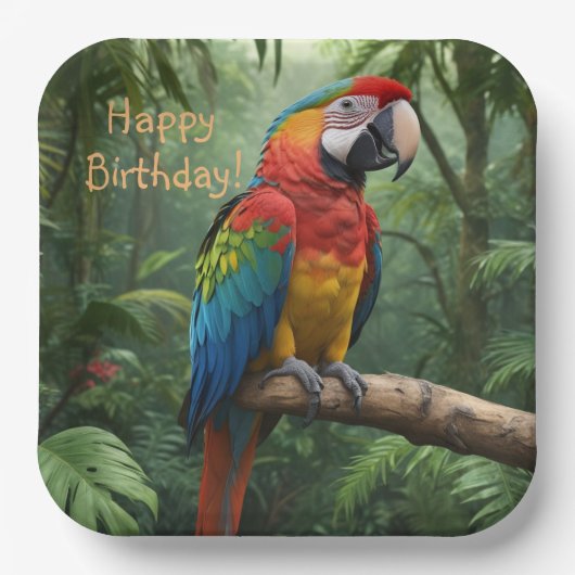 Macaw Parrot in het Oerwoud Papieren Bordje (Voorkant)