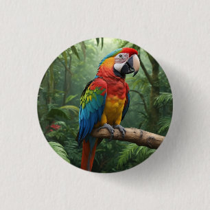 Macaw Parrot in het Oerwoud Ronde Button 3,2 Cm