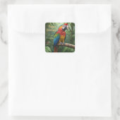 Macaw Parrot in het Oerwoud Vierkante Sticker (Tas)