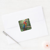 Macaw Parrot in het Oerwoud Vierkante Sticker (Envelop)
