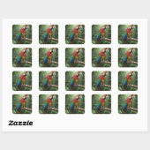 Macaw Parrot in het Oerwoud Vierkante Sticker (Vel)