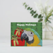 Macaw Parrot kerstavond Briefkaart (Staand voorkant)