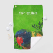 Macaw Parrot Kleurrijke Veren Planten Groen Golfhanddoek (Insitu)