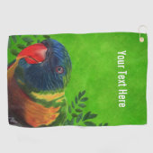 Macaw Parrot Kleurrijke Veren Planten Groen Golfhanddoek (Horizontaal)