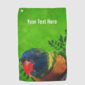 Macaw Parrot Kleurrijke Veren Planten Groen Golfhanddoek (Voorkant)