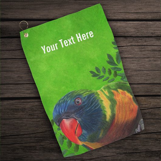 Macaw Parrot Kleurrijke Veren Planten Groen Golfhanddoek