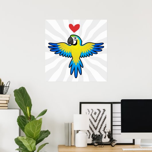 Macaw / Parrot Love Poster (Thuiskantoor)