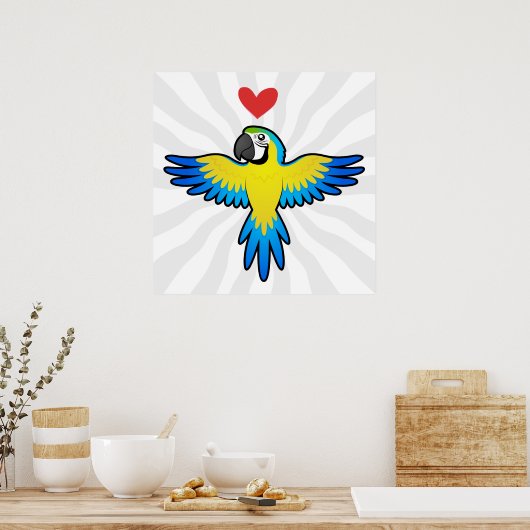 Macaw / Parrot Love Poster (Keuken)