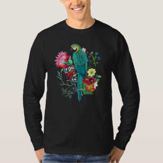 Macaw Parrot met bloemen en vlinder Schattige T-shirt