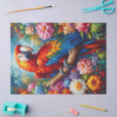 Macaw Parrot met kleurrijke bloemen Decoupage Tissuepapier (Craft)
