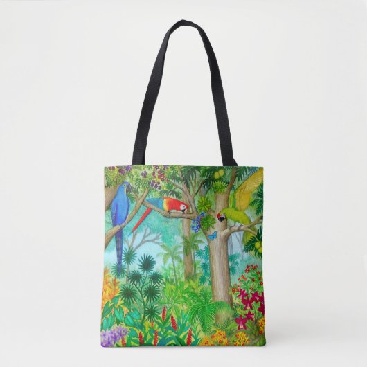 Macaw Parrot Oerwoud Art Canvas tas (Voorkant)