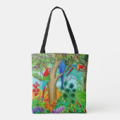 Macaw Parrot Oerwoud Art Canvas tas (Achterkant)