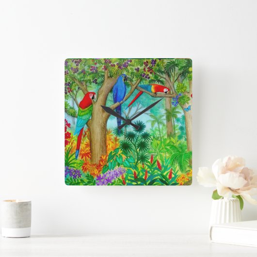 Macaw Parrot Oerwoud Art Wall klok (Huis)