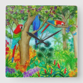 Macaw Parrot Oerwoud Art Wall klok (Voorkant)