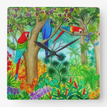 Macaw Parrot Oerwoud Art Wall klok